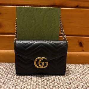 Gucci Black Crossbody Bag with Gold GG Logo